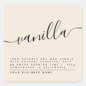 Étiquette de bougie de soja beige moderne (Devant)