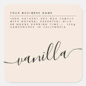 Étiquette de bougie de soja beige moderne  (Devant)