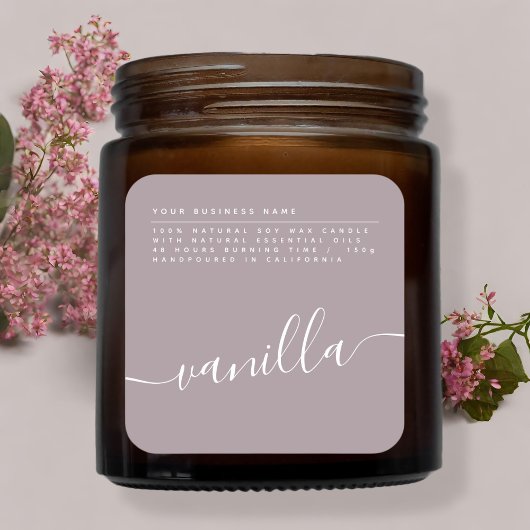 Étiquette de bougie de soja lilas moderne
