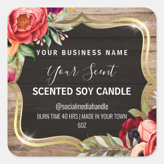 Étiquette de bougie de soja parfumé à la crème de (Devant)