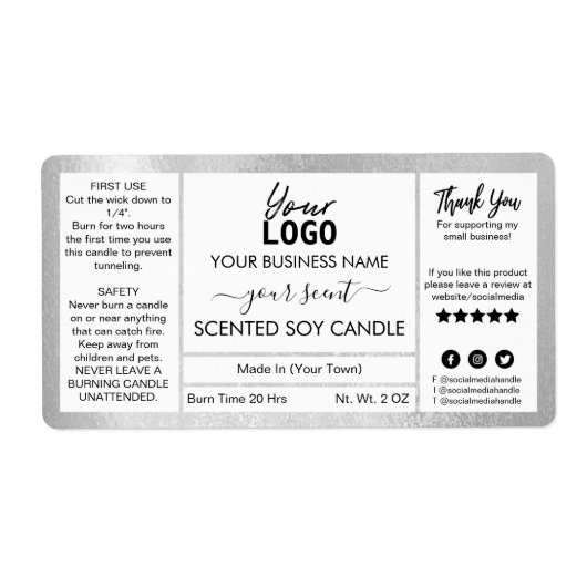 Étiquette de bougie de soja parfumé à l'encre d'ar (Devant)