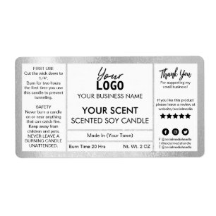 Étiquette de bougie de soja parfumé en argent chat