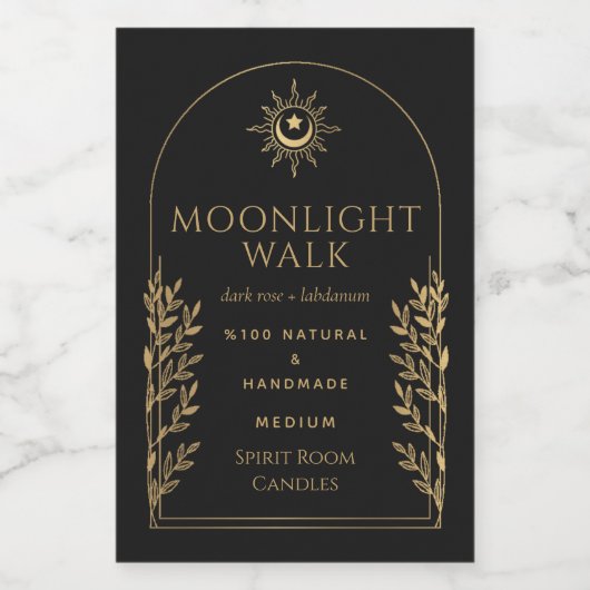 Étiquette de bougie de tarot en or et dos (Étiquettes simples)