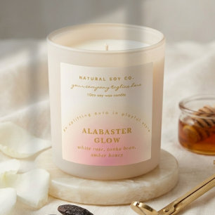 Étiquette de Bougie Dégradé Rose Pâle Doré Élégant