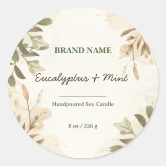 Étiquette de bougie en aquarelle minimaliste avec