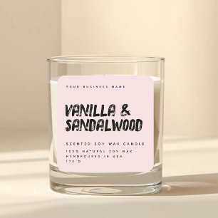 étiquette de bougie en soja rose blush typographie