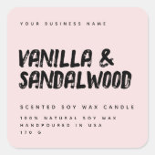 étiquette de bougie en soja rose pâle de typograph (Devant)