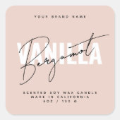 Étiquette de bougie en typographie script rose mod (Devant)