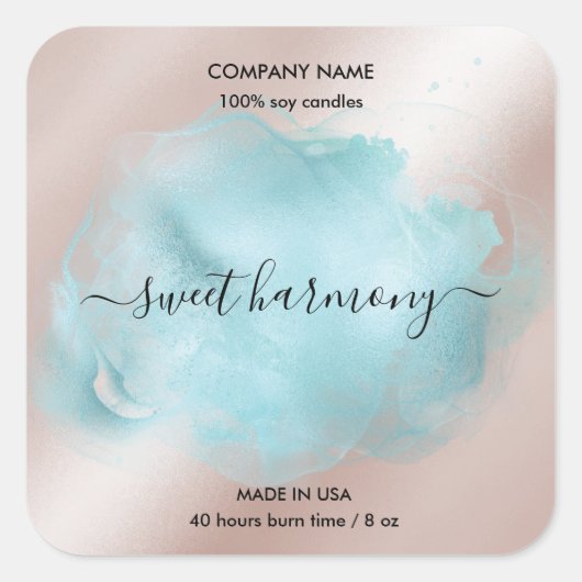 Étiquette de bougie étiquette de  de pot turquoise (Devant)