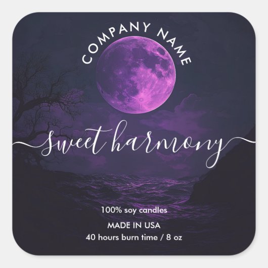 Étiquette de bougie étiquette de lune violet  de b (Devant)