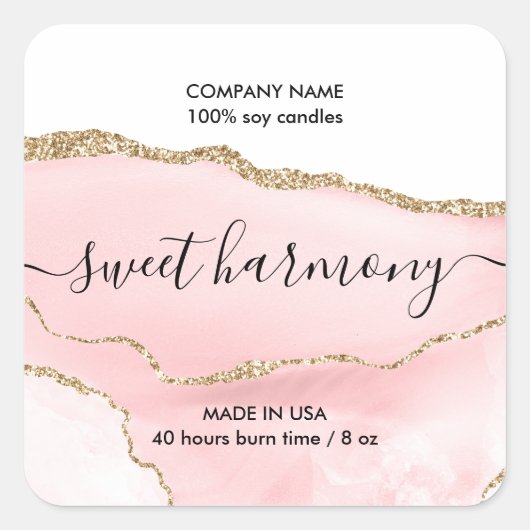 Étiquette de bougie étiquette de produit agate ros (Devant)