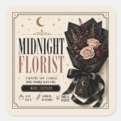 Étiquette de bougie fleuriste de luxe de minuit | (Devant)