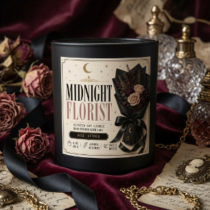 Étiquette de bougie fleuriste de luxe de minuit   