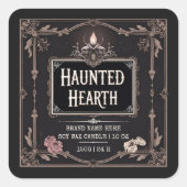 Étiquette de bougie gothique magique noire | Hallo (Devant)