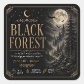 Étiquette de bougie Halloween Black Forest Luxe | (Devant)