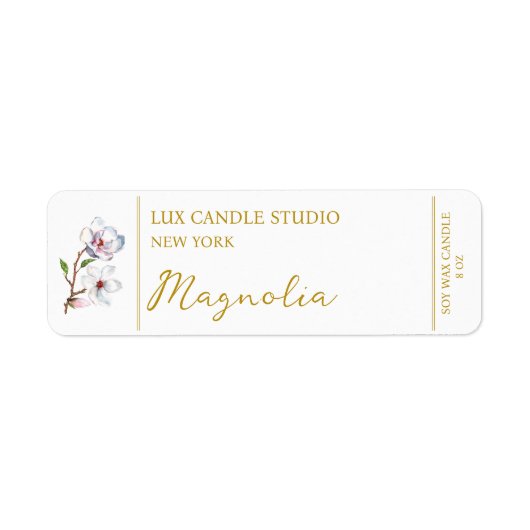 Étiquette de bougie Magnolia (Devant)