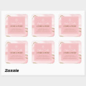 Étiquette de bougie | Marbre rose et paillettes do (Feuille)