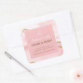 Étiquette de bougie | Marbre rose et paillettes do (Enveloppe)