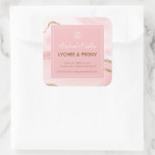 Étiquette de bougie | Marbre rose et paillettes do (Sac)