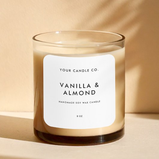 Étiquette de bougie minimaliste blanc moderne