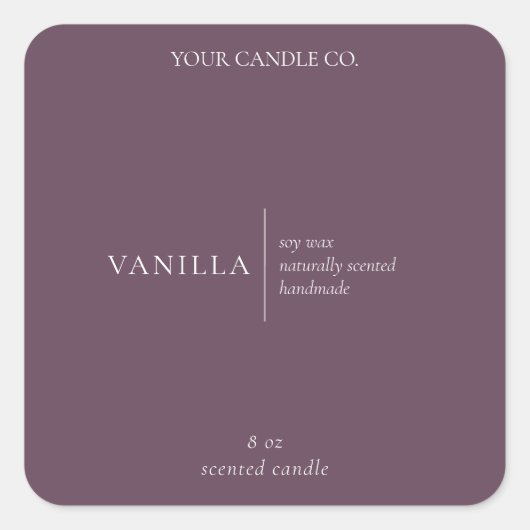 Étiquette de bougie minimaliste violet moderne (Devant)