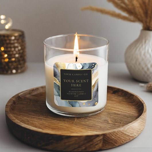 Étiquette de bougie moderne Black Gold Elegant