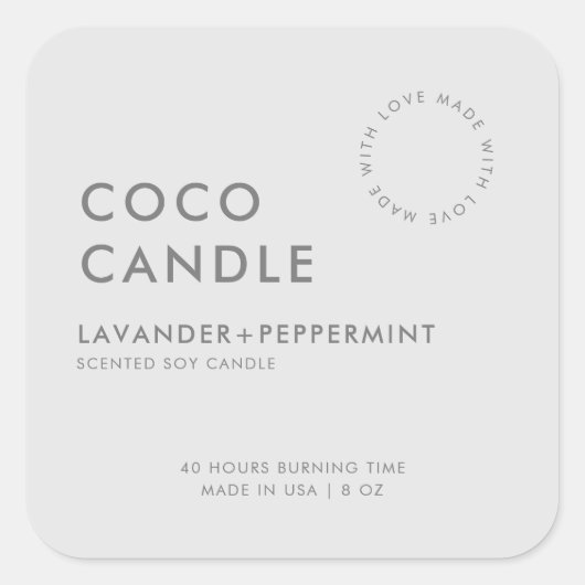 Étiquette de bougie moderne minimaliste (Devant)