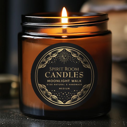 Étiquette de bougie modifiable de la lune de Tarot