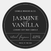 Étiquette de bougie noir élégant (Devant)