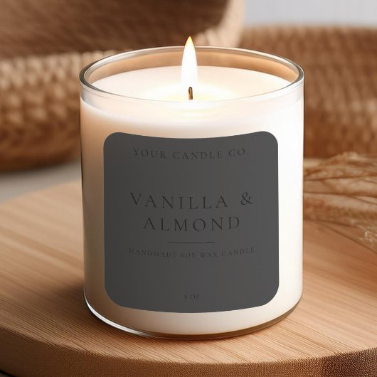 Étiquette de bougie noir mat minimaliste