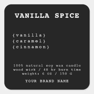 étiquette de bougie noire minimaliste