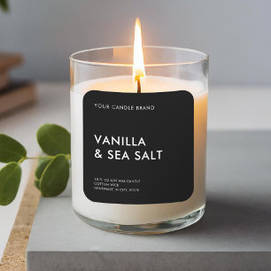 Étiquette de bougie noire minimaliste moderne simp