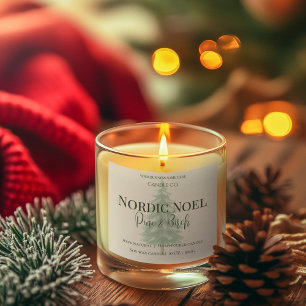 Étiquette de bougie Nordique Noel Pin & Birch