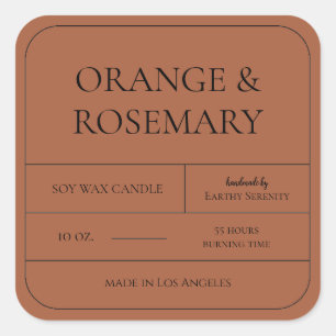 Étiquette de bougie orange brûlé par la rouille am