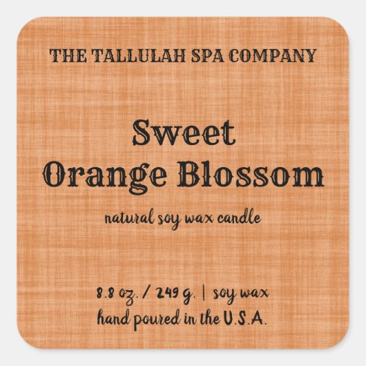 Étiquette de bougie orange modifiable (Devant)