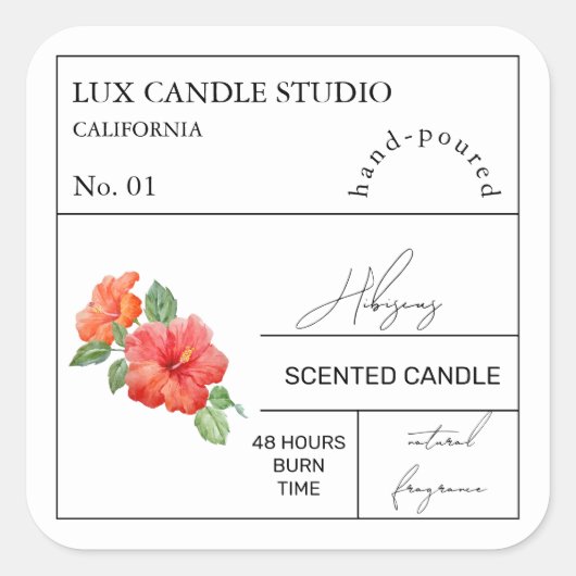 Étiquette de bougie parfumée de l'Hibiscus d'Apoth (Devant)