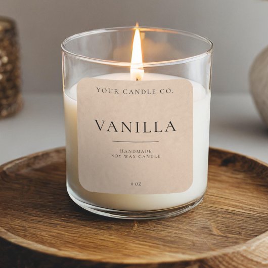 Étiquette de bougie personnalisé minimaliste Kraft