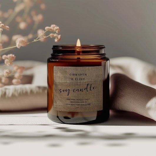 Étiquette de bougie personnalisée Rustique en état