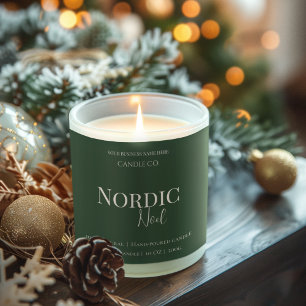 Étiquette de bougie Pin et Bouleau Noël Nordique