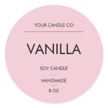 Étiquette de Bougie Rose Minimaliste Ronde – Bougi