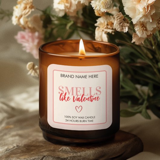 Étiquette de bougie rose pour la Saint-Valentin