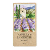 Étiquette de bougie Rustique Ferme de Lavande Prov (Devant)