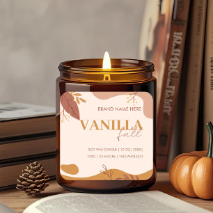 Étiquette de Bougie Vanille Minimaliste d'Automne