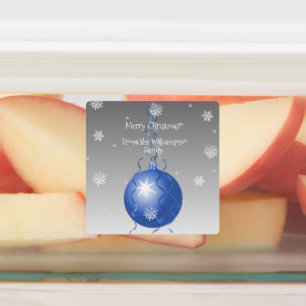 Étiquette de boulangerie de Noël fantaisie bleue