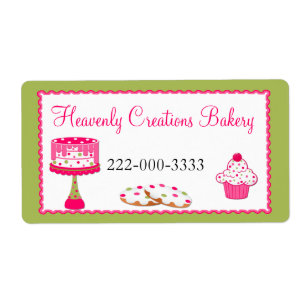 Étiquette de boulangerie rose et verte personnalis