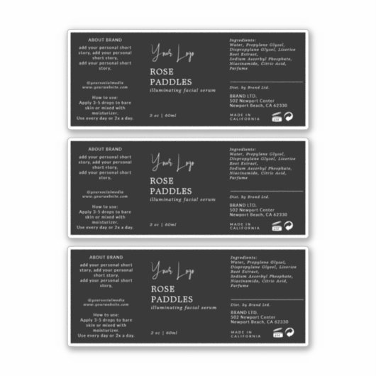 Étiquette de bouteille à goutte cosmétique (Devant)