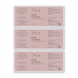 Étiquette de bouteille à goutte cosmétique