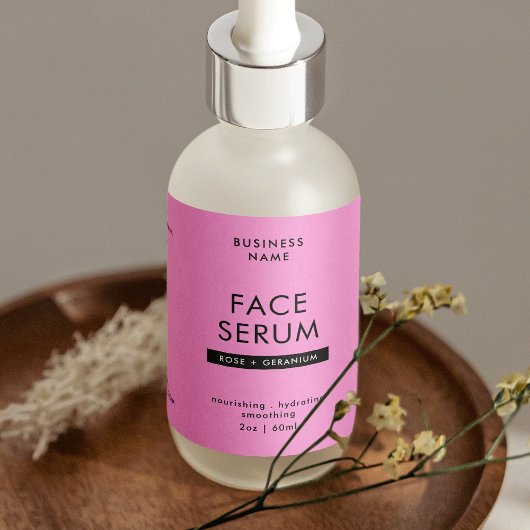 Étiquette de bouteille à goutte moderne rose et no