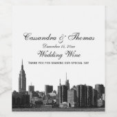 Étiquette de bouteille à vin BW Etched NYC Wide Sk (Étiquettes simples)