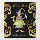 Étiquette de bouteille à vin de sorcière d'Hallowe (Étiquettes simples)